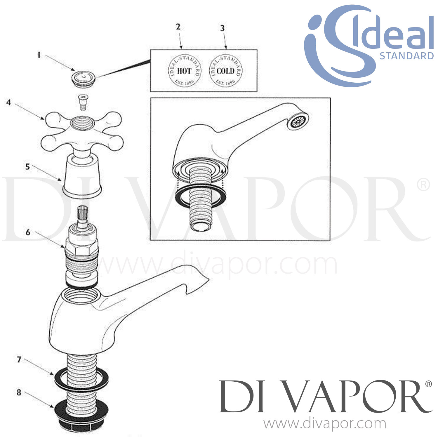 Ideal Standard Kingston Pair Bath Taps Spare Parts IDL DV 247